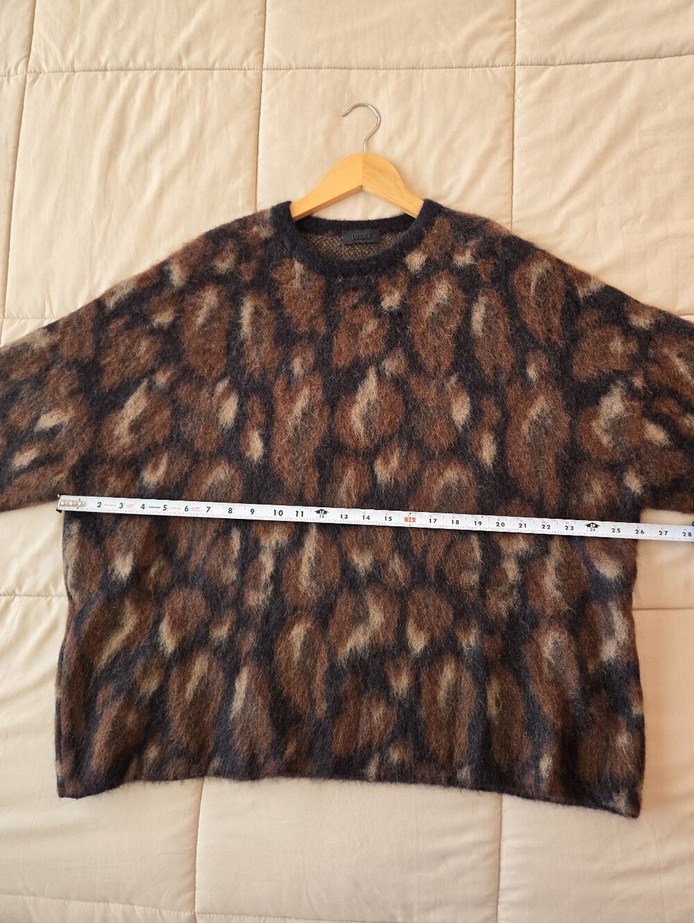 LAPOINTE Oversized Leopard Jacquard Crewneck Sweater XS / S Mohair Alpaca - Picture 10 of 11